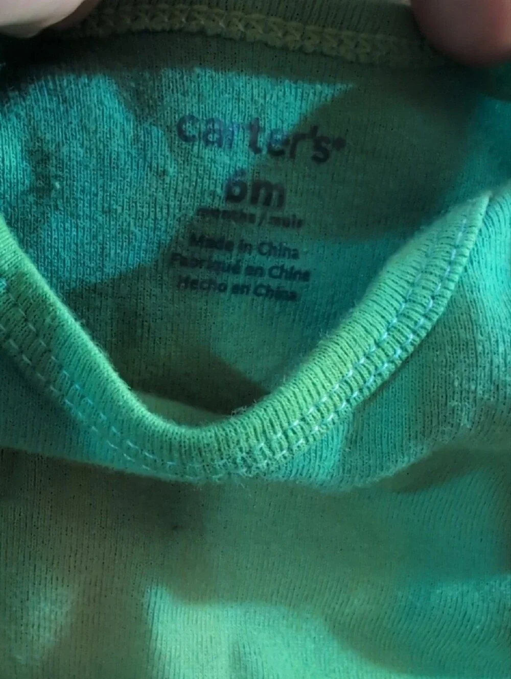 Carter's Bright Green Long Sleeve Baby Bodysuit Ice Dyed